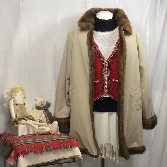 🌲 Denim&Co Tan Denim Faux Fur Trim Lining Button Front with Pockets Coat - Picture 11 of 11